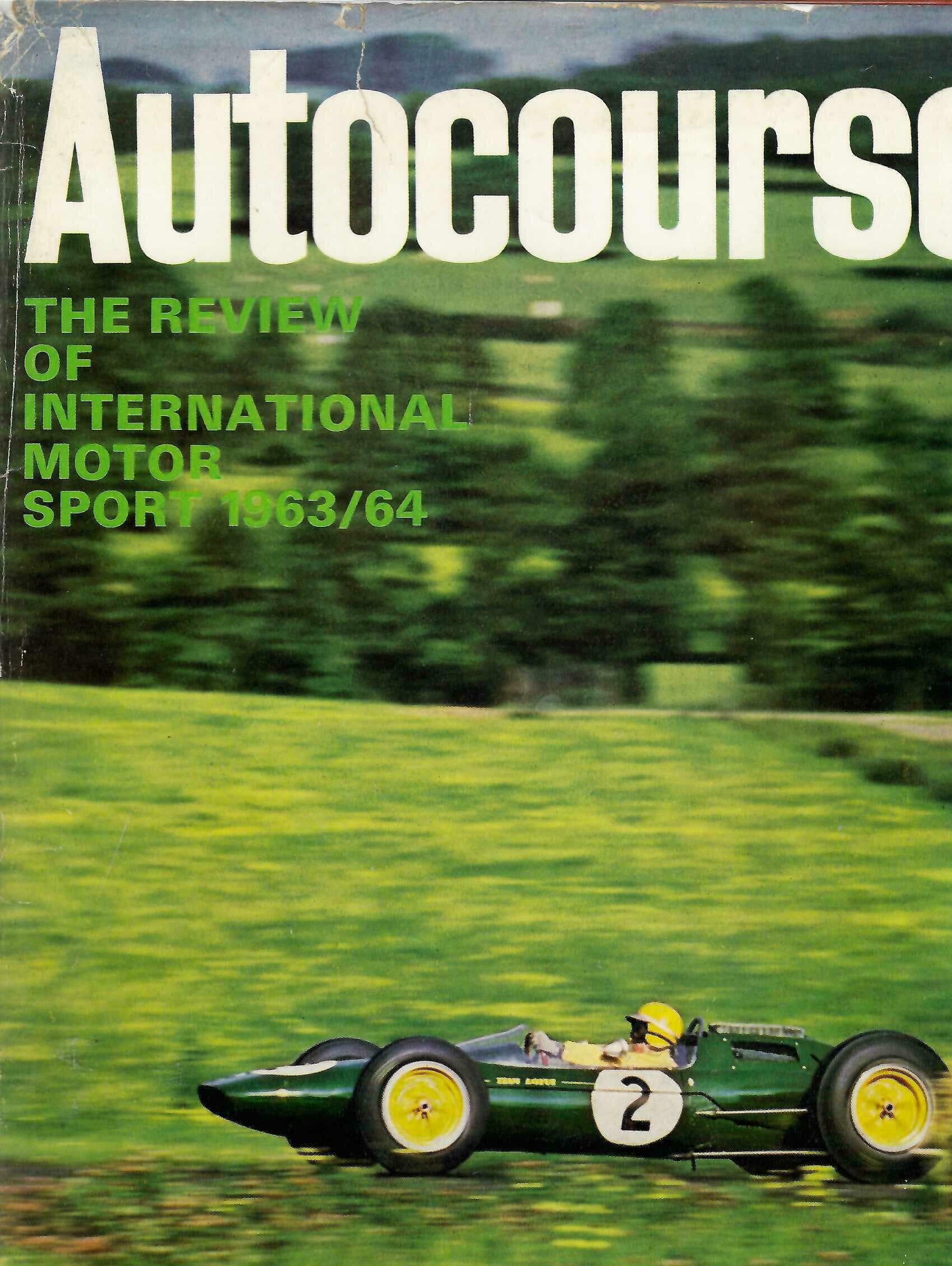 Vintage motorsport book with “Autocourse” cover and race car on front.