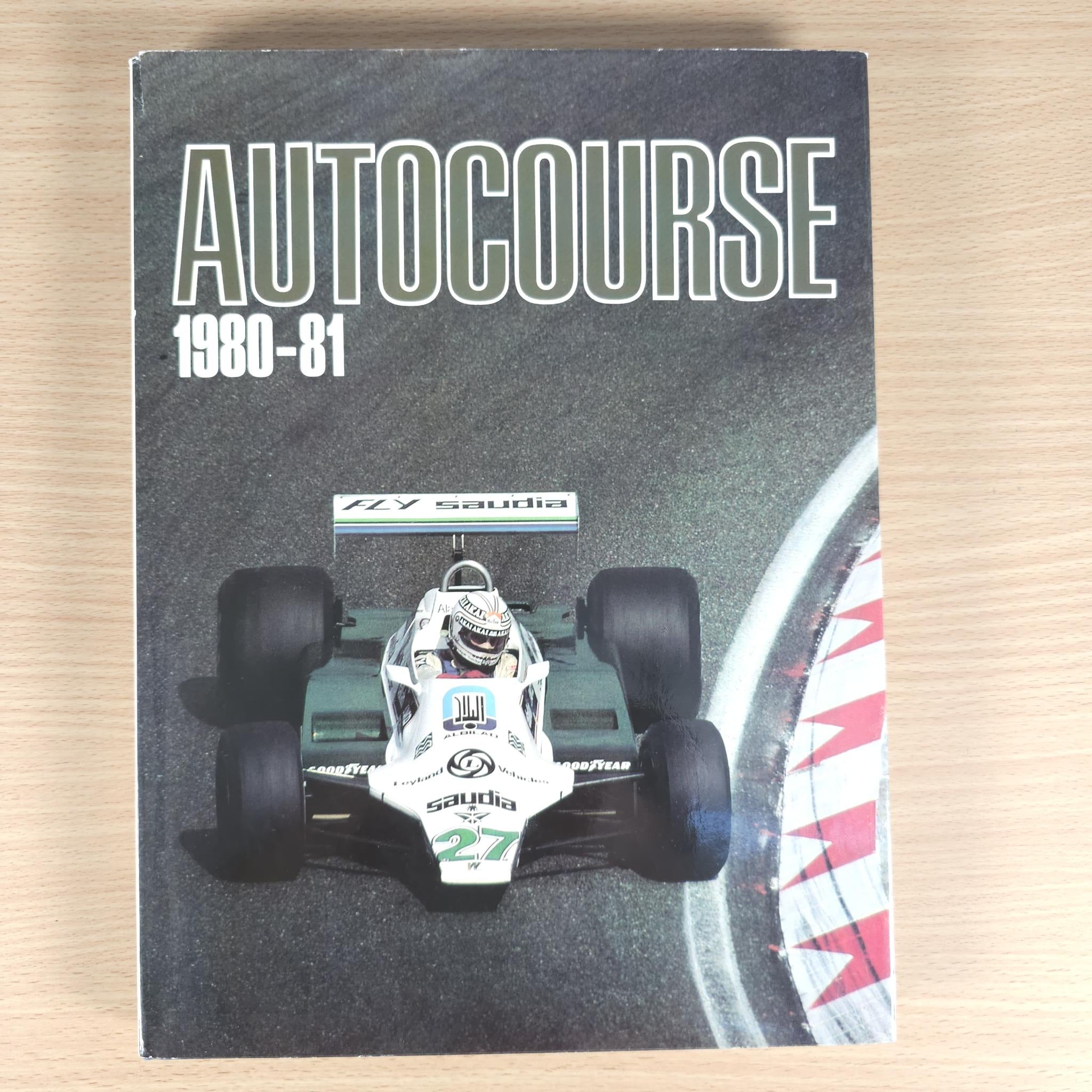 Autocourse 1980–81 book cover featuring title text and front-facing race car