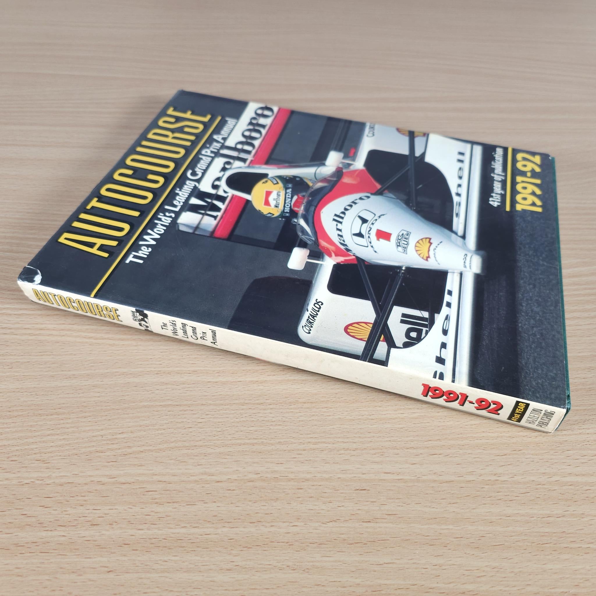 Autocourse 1991-92 hardcover annual with side spine showing race car cover