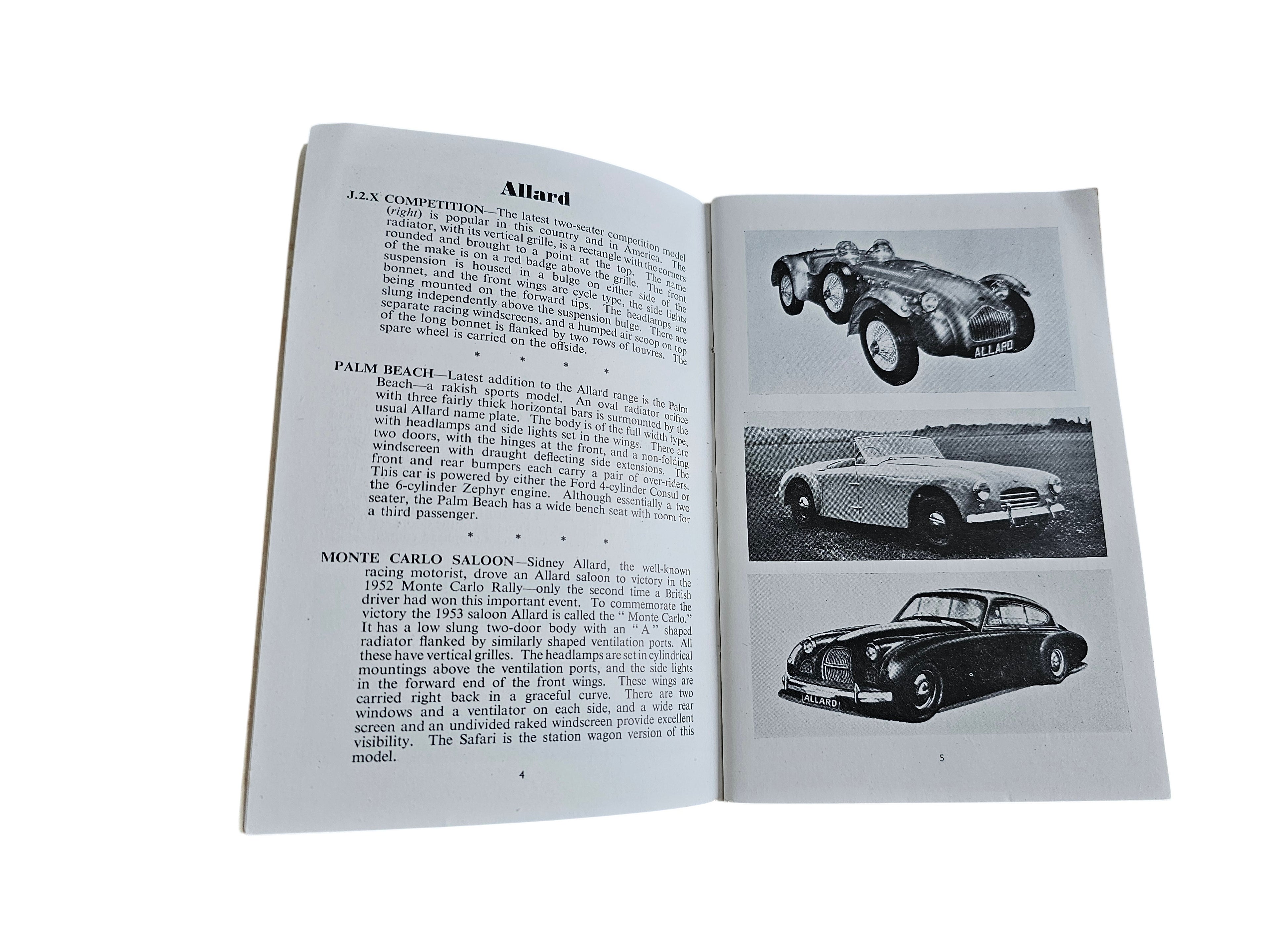 Automoto Bookshop 1953 ABC of British Cars vintage paperback showing Allard car models and historical descriptions