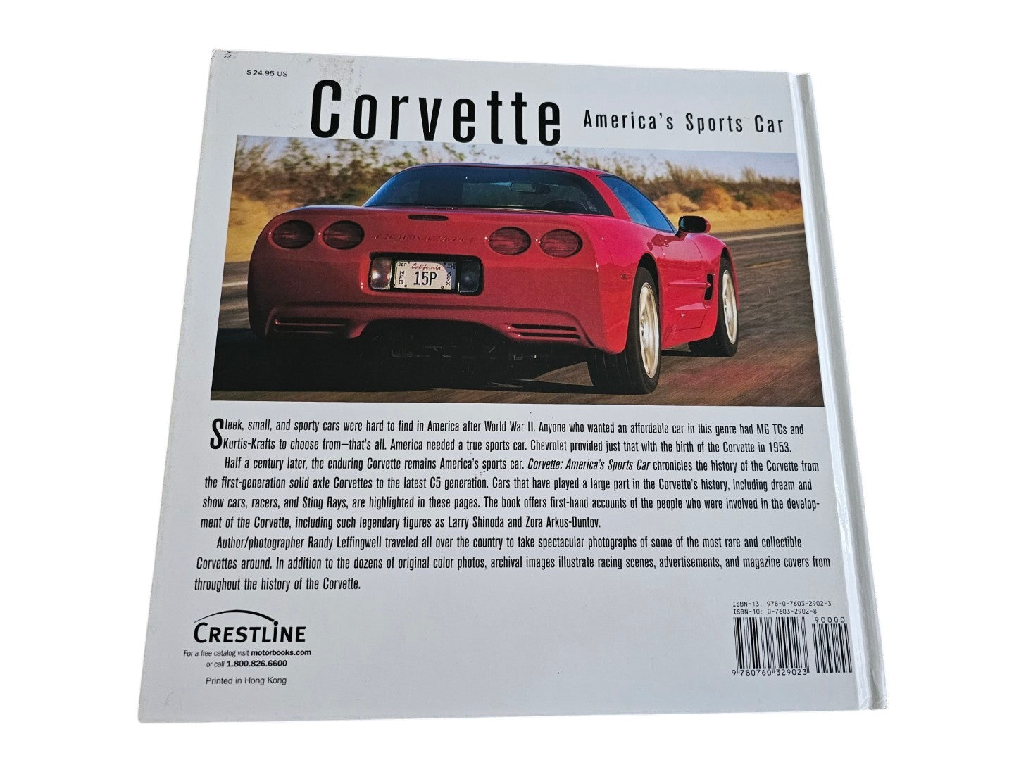 Automoto Bookshop hardcover book Corvette: America's Sports Car back cover featuring a red C5 Corvette sports car