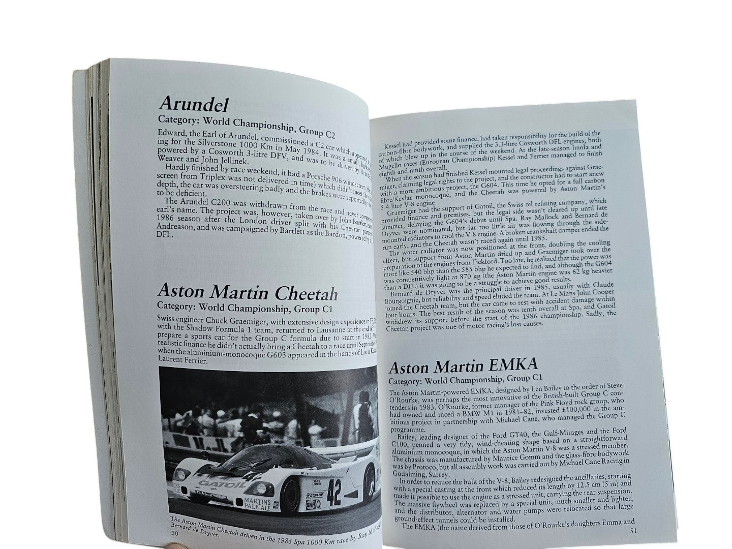 Automoto Bookshop vintage motorsport book showing Group C and IMSA race car technical details and history