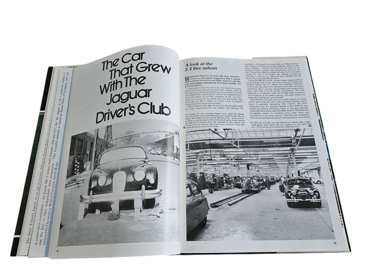 Jaguar year book (1980–81) open to “The Car That Grew With The Jaguar Drivers’ Club”