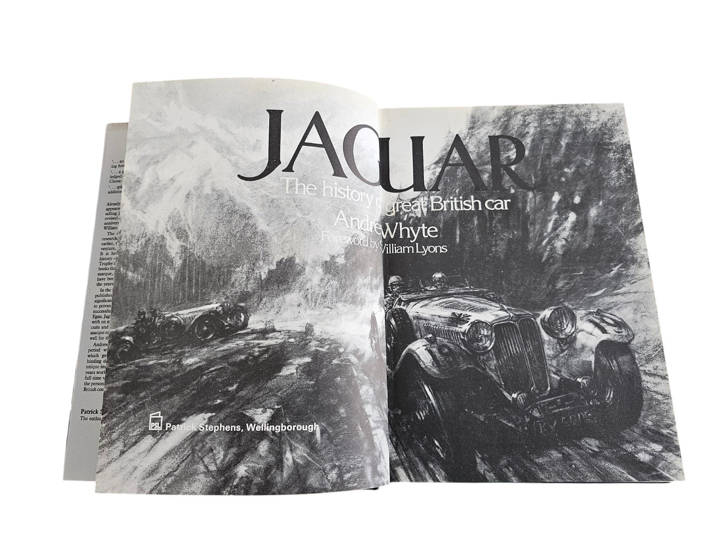 Automoto Bookshop signed copy of Jaguar The Definitive History Of A Great British Car by Andrew Whyte, open page.