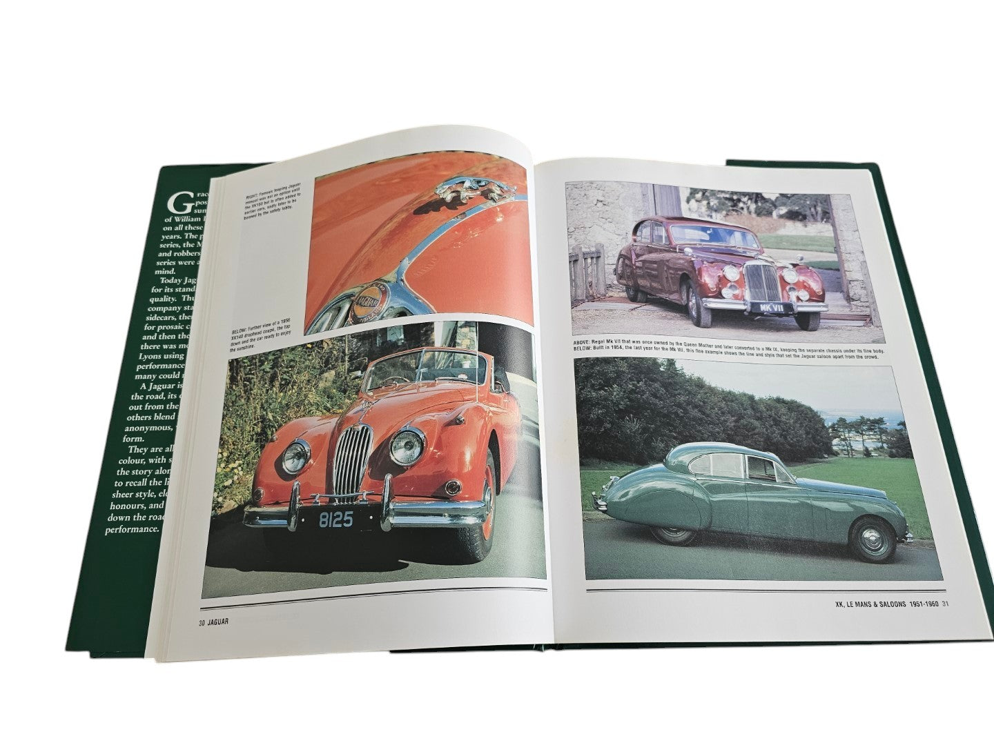 Automoto Bookshop pre-owned Jaguar Illustrated Motorcar Legends book showing vintage Jaguar car photographs.