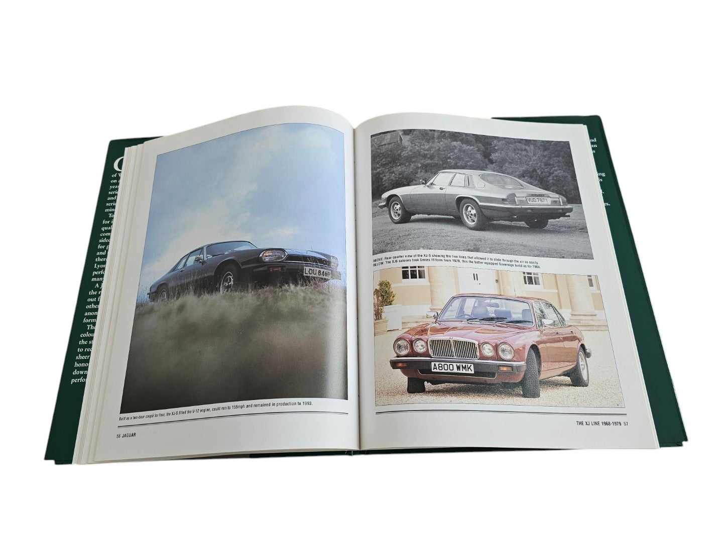 Automoto Bookshop Jaguar The Illustrated Motorcar Legends book open to pages featuring vintage Jaguar XJ car photos