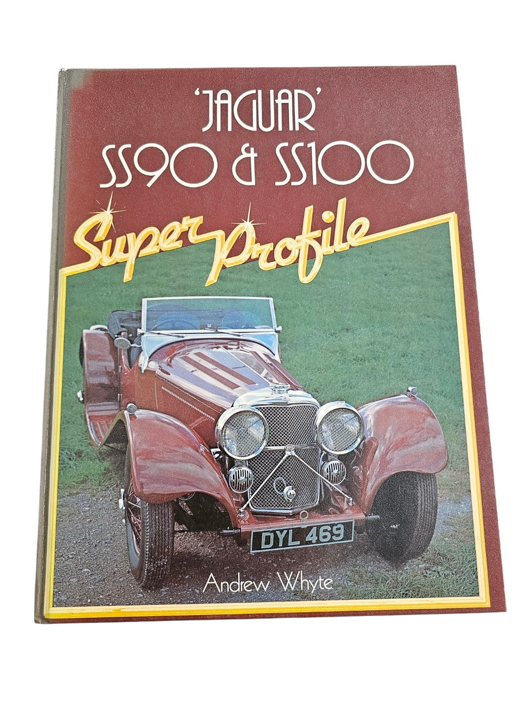 Automoto Bookshop hardcover book Jaguar SS90 & SS100 Super Profile by Andrew Whyte featuring a vintage red sports car