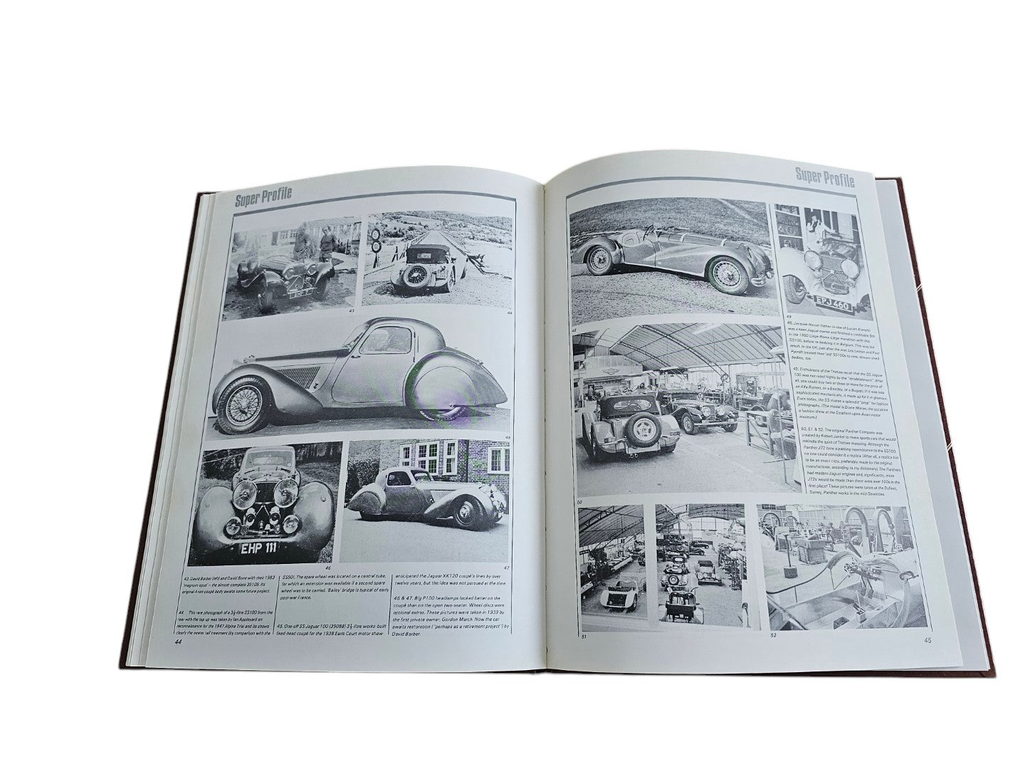Automoto Bookshop Jaguar SS90 & SS100 Super Profile hardcover book showing vintage car photos on open pages