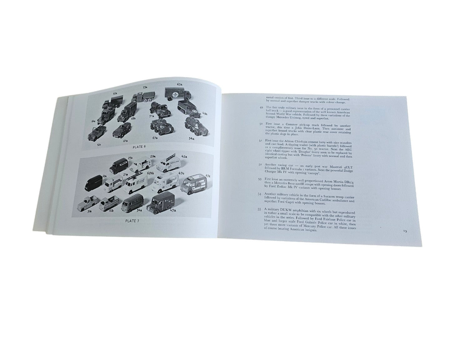 Automoto Bookshop vintage Lesney Matchbox 1-75 Series guide showing black and white photos of diecast toy vehicles