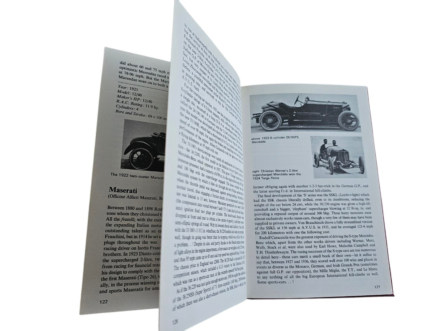 Open pages of The Batsford Guide to Vintage Sports & Racing Cars by Automoto Bookshop featuring classic car photos