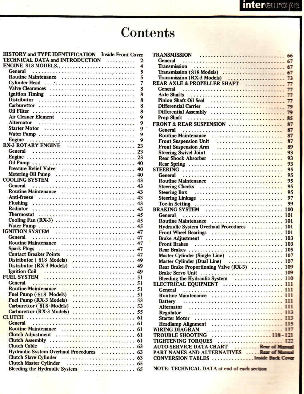 Mazda 818 808 RX3 Rotary from 1972 Workshop Manual - cont