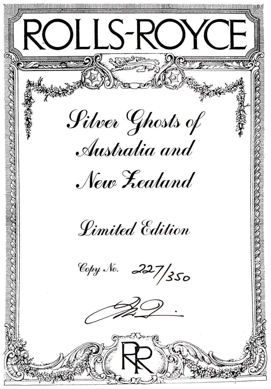 Silver Ghosts Of Australia And New Zealand (Number 227 of 350) (0959552537) - cert