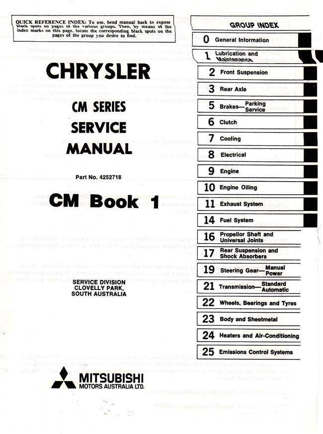 Chrysler CM 1978 - 1981 Workshop Manual (Book 1)