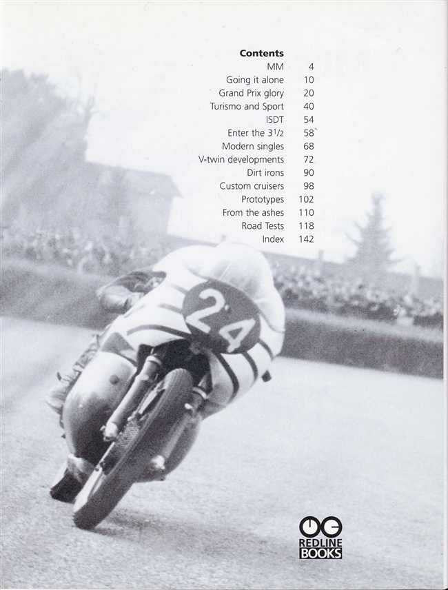 Vintage motorcycle book cover, front view with number 42 and Redline Books logo