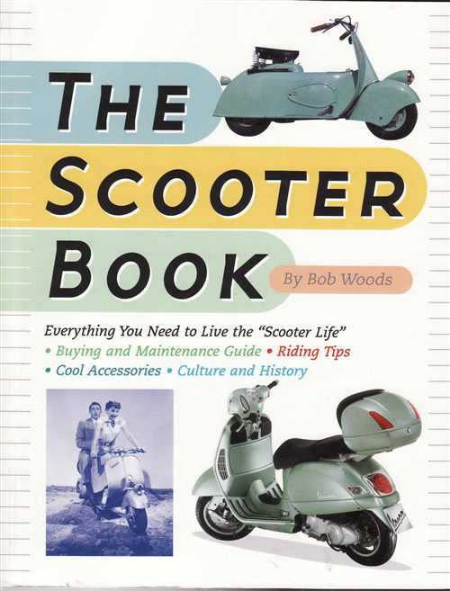 Scooter book cover with large title text and light green scooter illustration