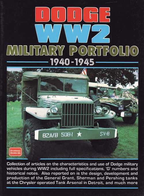Dodge WW2 military portfolio book cover with front view of a green truck