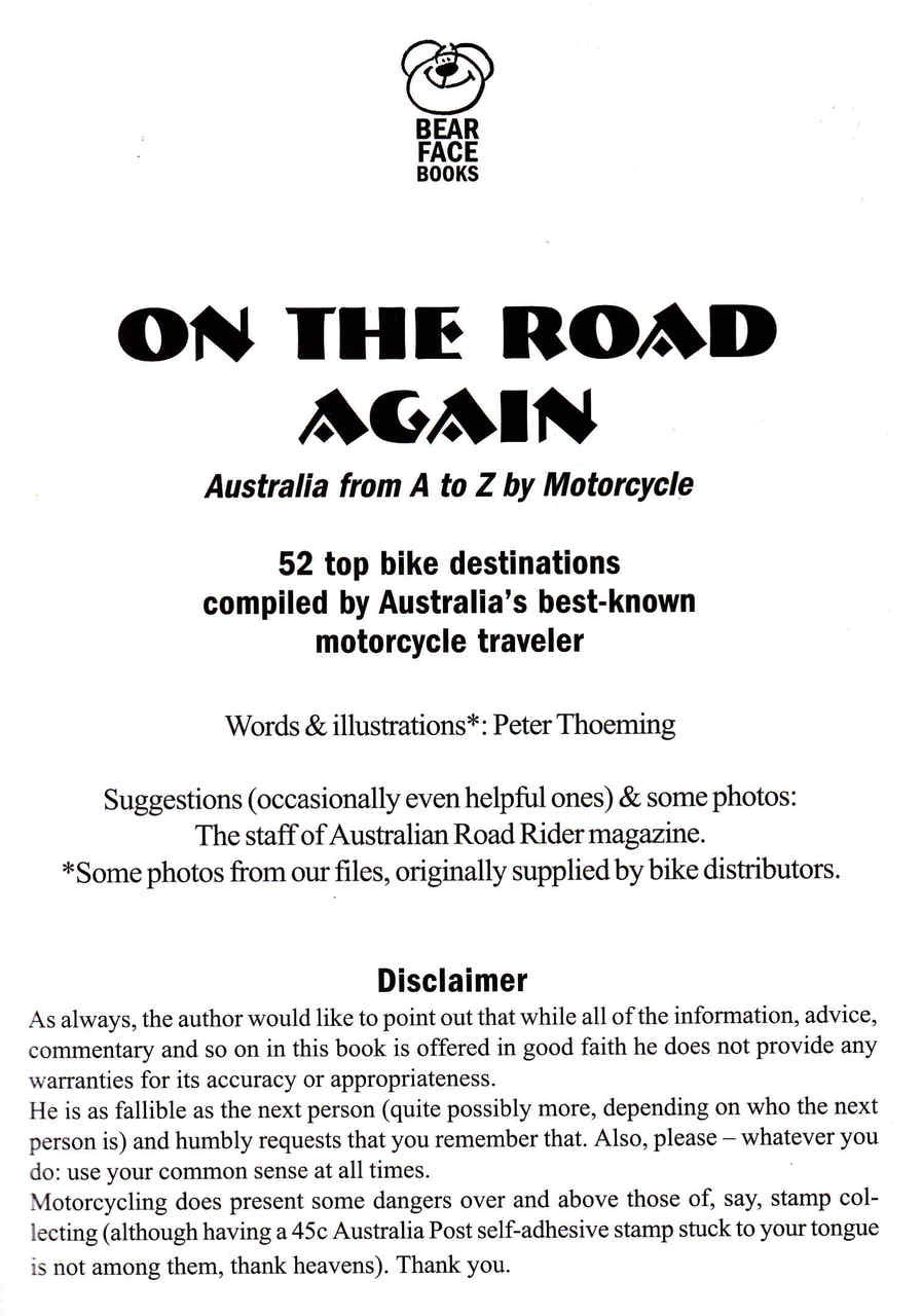 Paperback motorcycle travel guide book with black title and Bear Face Books logo.