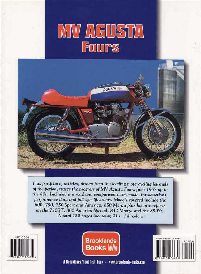 Motorcycle book cover with orange MV Agusta Fours bike and Brooklands Books badge