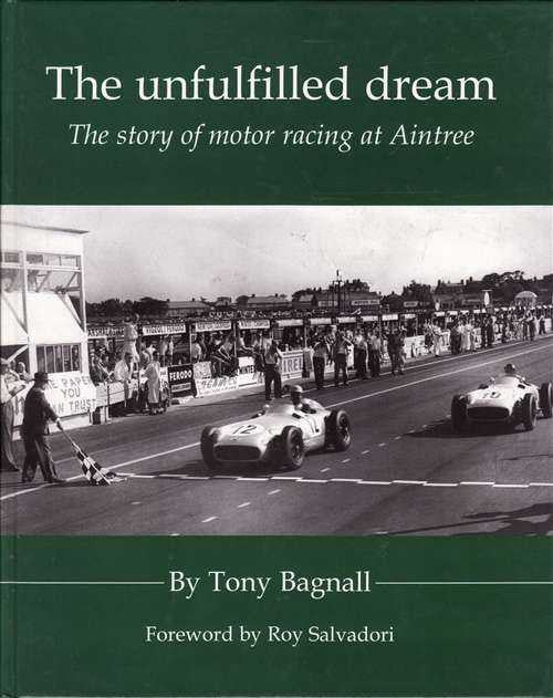 Motorsport book front cover with title text, author name, and vintage race cars photo