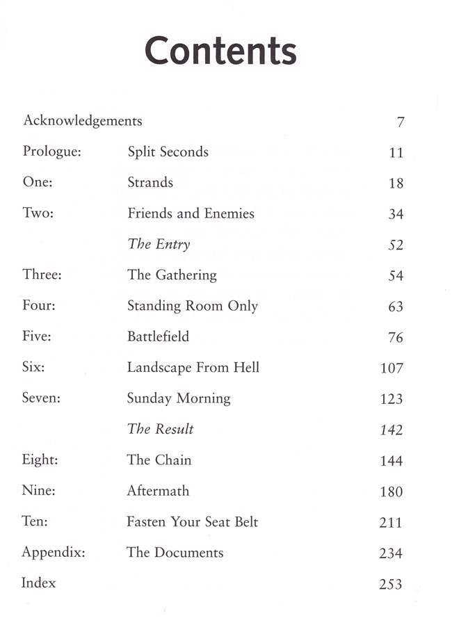 Book contents page with 'Contents' header and section list with page numbers