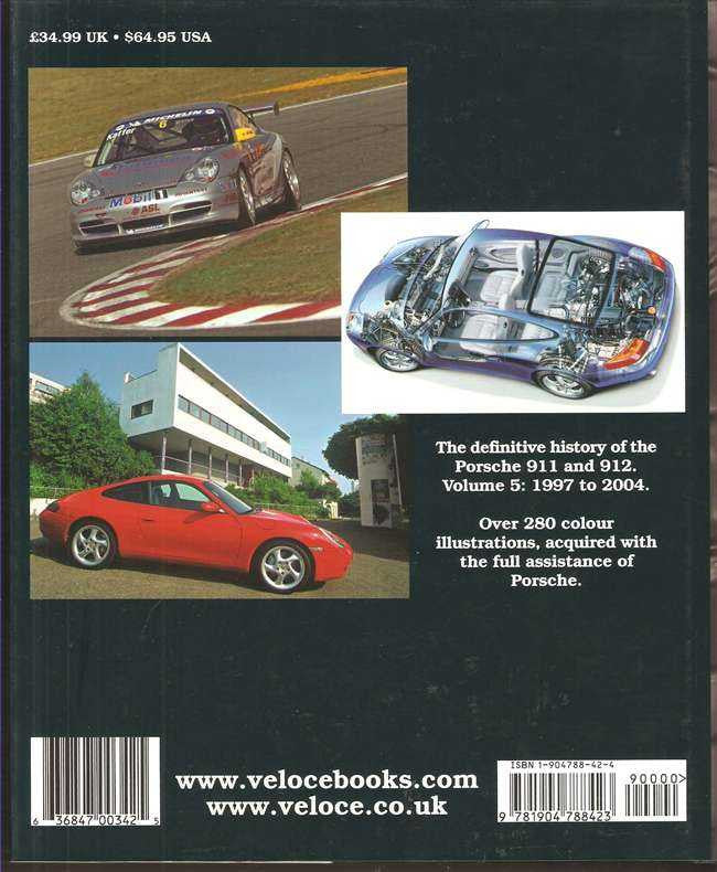 Porsche 911 book back cover with photo collage and barcode