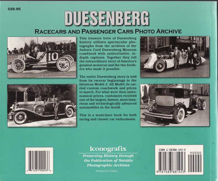 Duesenberg Racecars And Passenger Cars Photo Archive