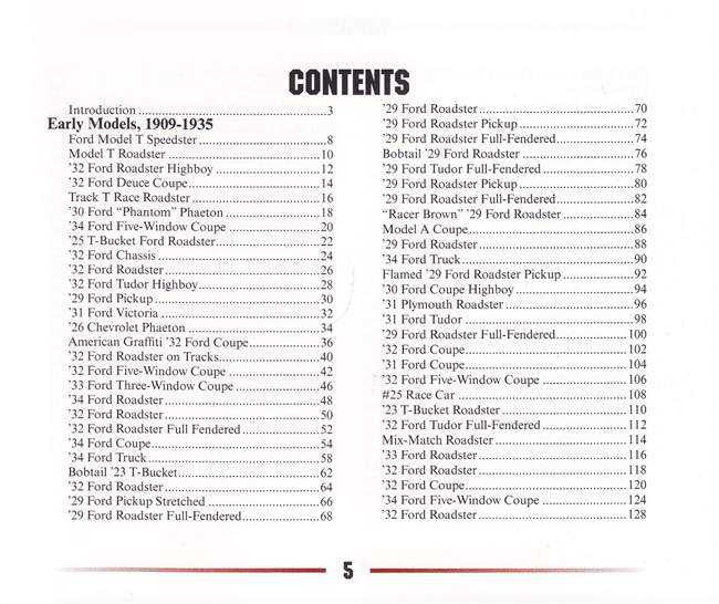 Field guide book contents page with two-column list under the heading CONTENTS