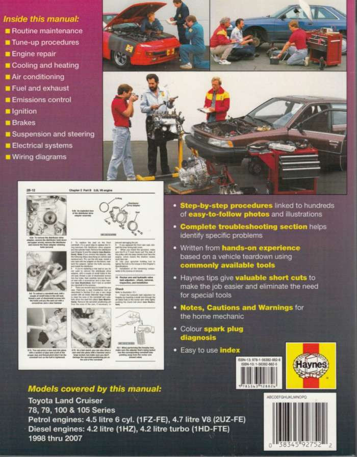 Toyota Land Crusier 78, 79, 100, 105 Repair Manual Back Cover