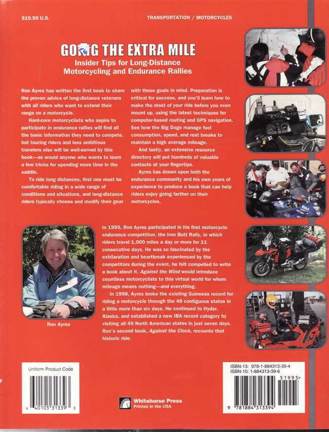 Motorcycling guidebook back cover with synopsis, author bio, barcode and ISBN