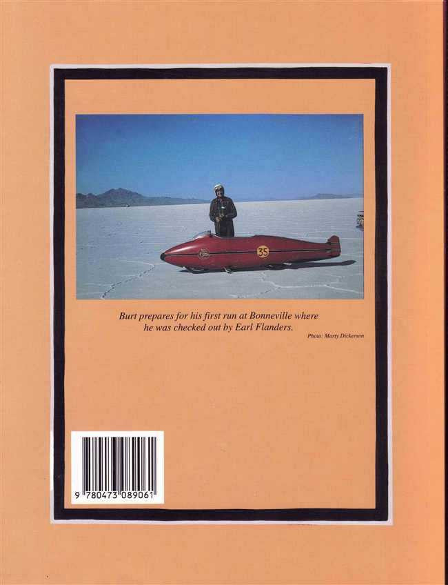Book cover with red speedboat and rider, Burt Munro Indian Legend of Speed