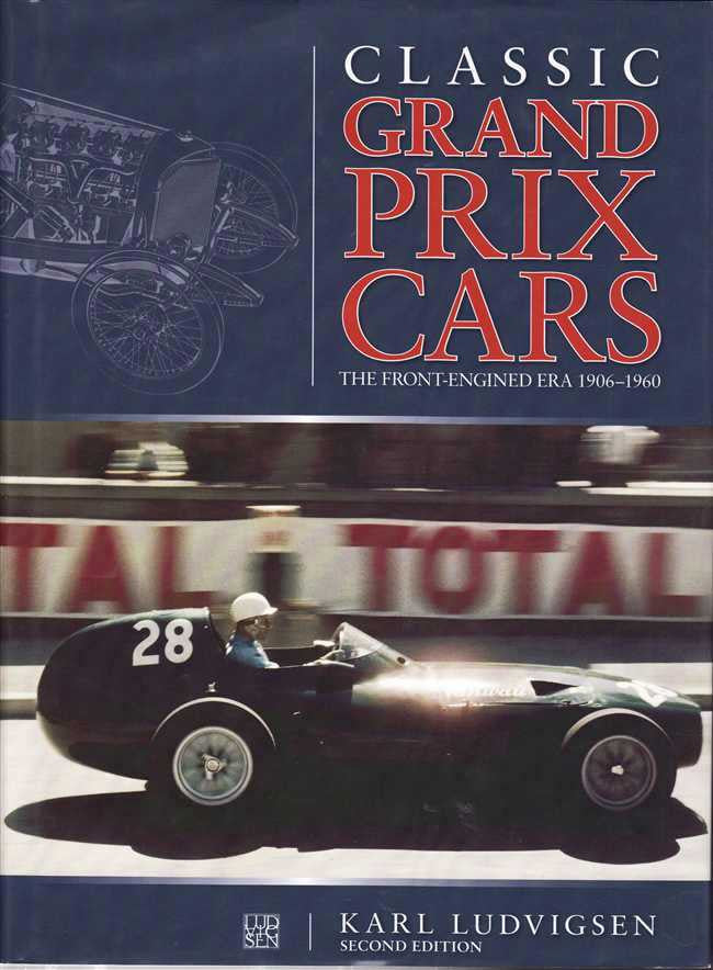 Motorsport book front cover with title text and vintage racing car illustration