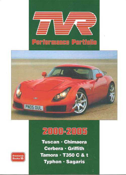 TVR Performance Portfolio 2000-2005 book cover with red sports car and TVR logo