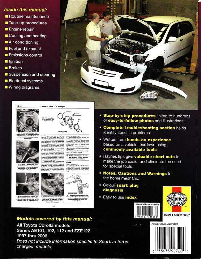 Toyota Corolla AE101, AE102, AE112, ZZE122 Series 1997 - 2006 Workshop Manual