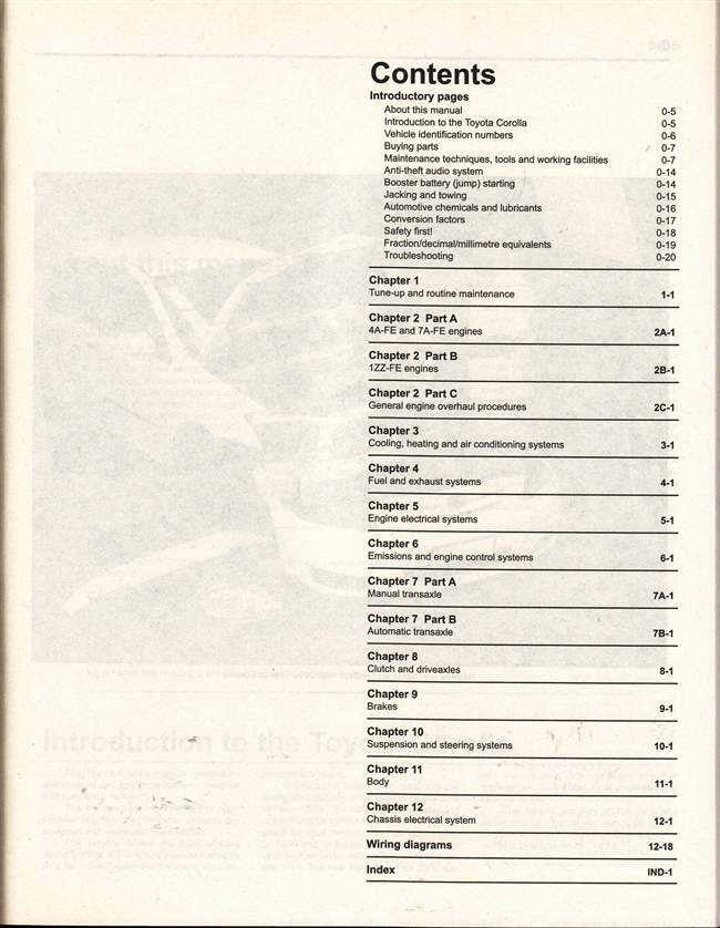 Toyota Corolla AE101, AE102, AE112, ZZE122 Series 1997 - 2006 Workshop Manual