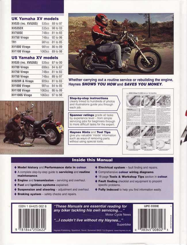 Yamaha XV Virago V-Twins 1981 - 2003 Workshop Manual