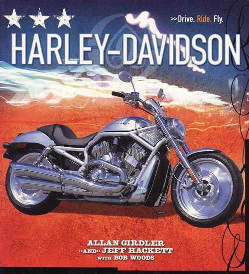 Harley-Davidson book cover with blue motorcycle on orange desert road