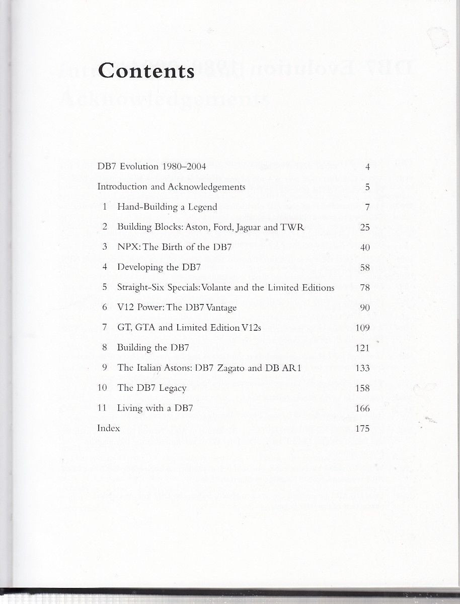 Aston Martin DB7 - The Complete Story Content