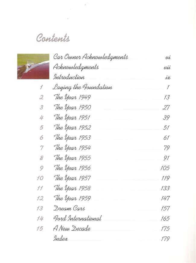 Book contents page with numbered chapter list and headings on white background