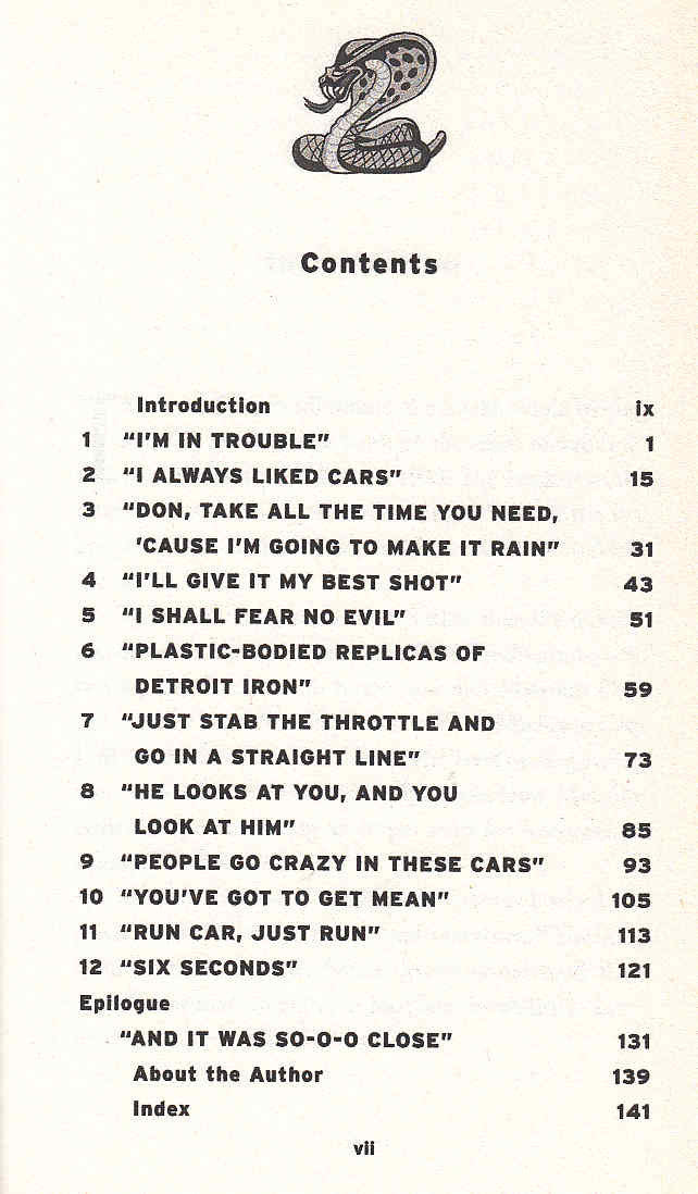 Book table of contents page with numbered chapters and index.