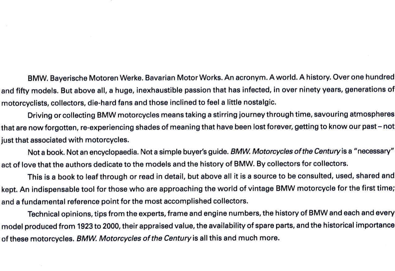 Book page with paragraphs about BMW and vintage motorcycles