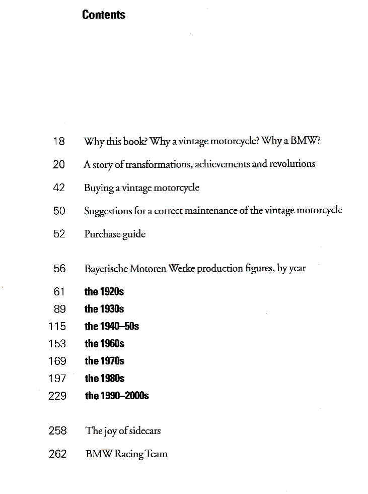 Book table of contents page with numbered sections and headings