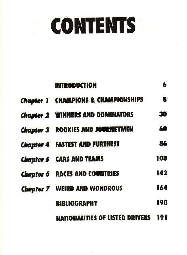 Book contents page with chapter list and page numbers