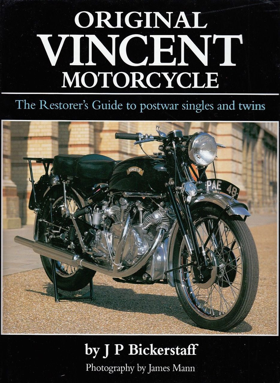 Restoration guidebook cover with Original Vincent Motorcycle title and dark green motorcycle