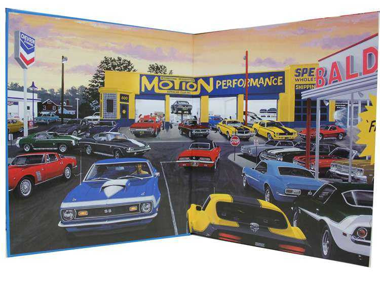 Motion Performance book spread with cars photos on both pages