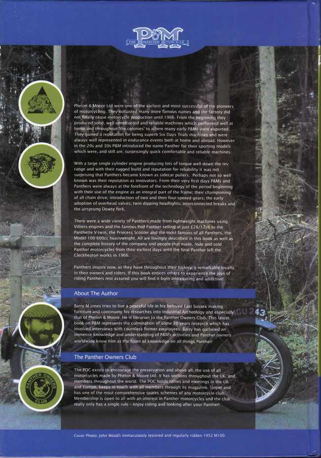 Book back cover with text blocks and logo, featuring circular emblem graphics.