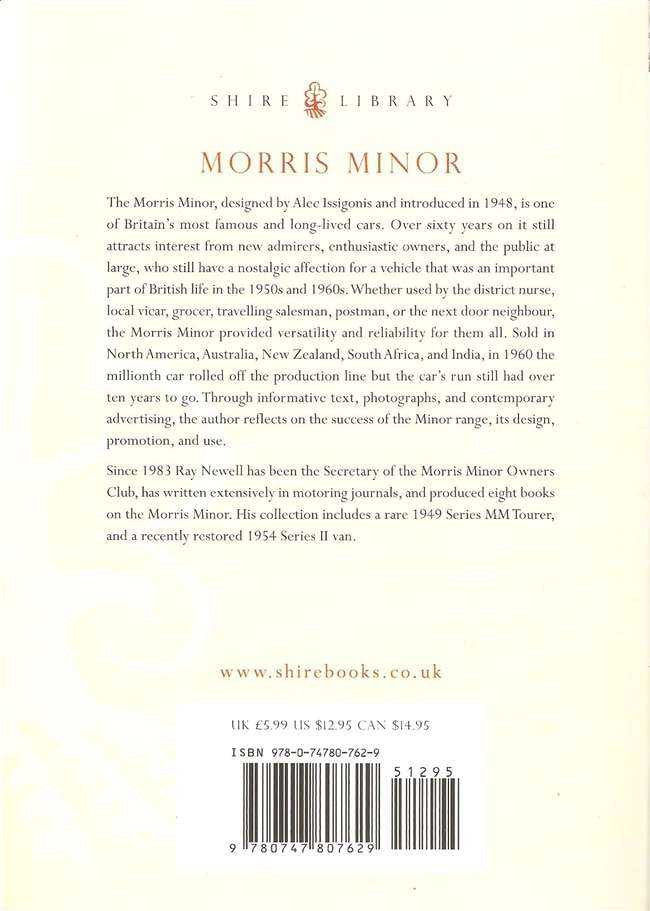 Morris Minor book page with title and descriptive publication text