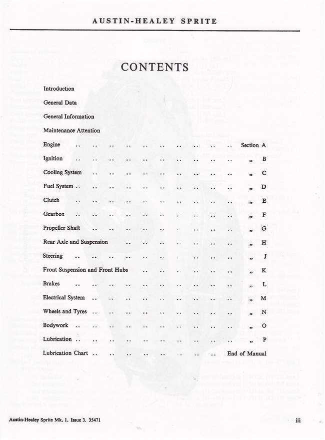 Austin Healey Sprite Mark I Workshop Manual