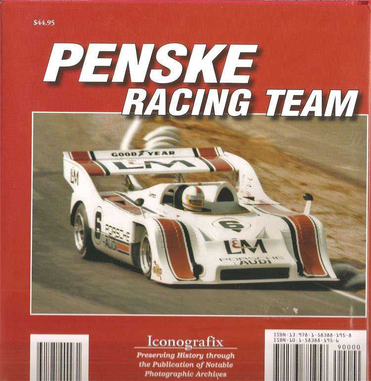 Penske Racing Team motorsport book cover with race cars and red title text