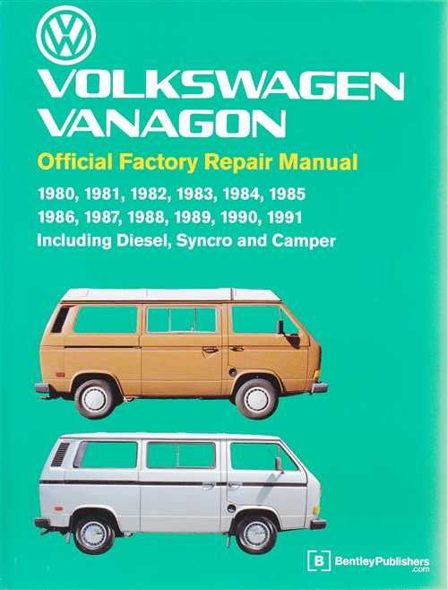 Vanagon official factory repair manual cover with VW emblem and camper notes