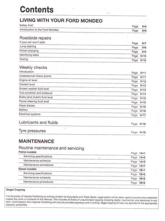 Ford Mondeo 2003 - 2007 Workshop Manual